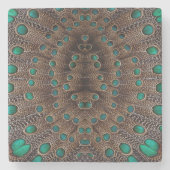 Pheasant Fether Fraktal Design Steinuntersetzer (Vorderseite)