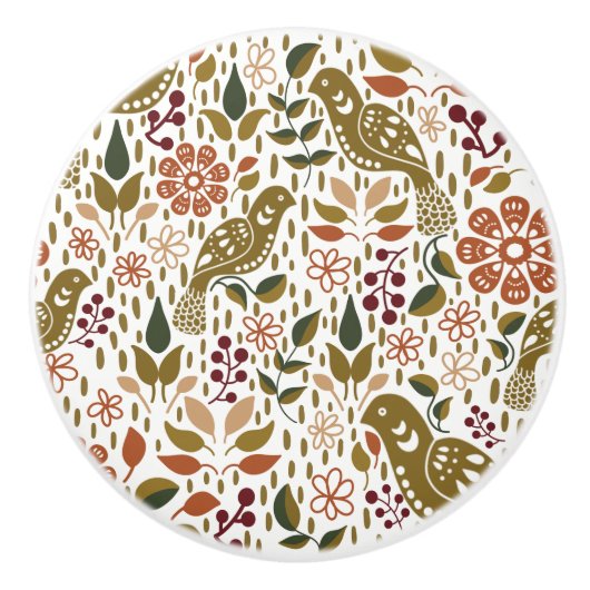 Pheasant Folk Art Knob Puls | Rustikale Hardware Keramikknauf (Vorderseite)