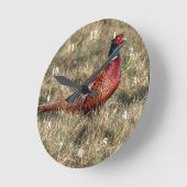 Pheasant-Foto Runde Wanduhr (Winkel)