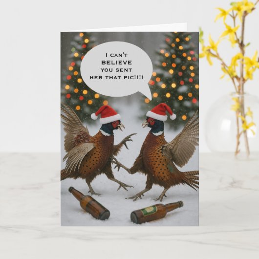 Pheasant funny Christmas card Karte (Gelbe Blume)