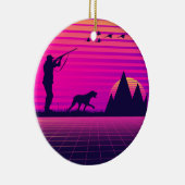 Pheasant Jagd Upland Bird Hunter Hund Vaporwave Keramik Ornament (Rechts)