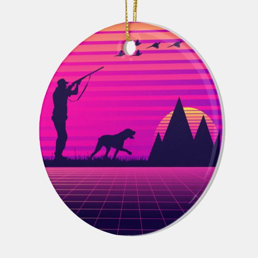 Pheasant Jagd Upland Bird Hunter Hund Vaporwave Keramik Ornament (Links)