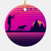 Pheasant Jagd Upland Bird Hunter Hund Vaporwave Keramik Ornament (Hinten)