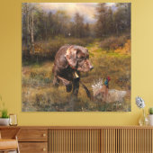 Pheasant Jagen mit Pudelzeigen Leinwanddruck (Insitu (Wohnzimmer))