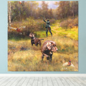 Pheasant Jagen mit Pudelzeigen Leinwanddruck (Insitu (Holzboden))