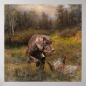 Pheasant Jagen mit Pudelzeigen Poster (Vorne)