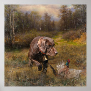 Pheasant Jagen mit Pudelzeigen Poster