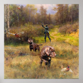 Pheasant Jagen mit Pudelzeigen Poster (Vorne)