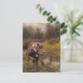 Pheasant Jagen mit Pudelzeigen Postkarte (Stehend Vorderseite)