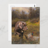 Pheasant Jagen mit Pudelzeigen Postkarte (Vorne/Hinten)