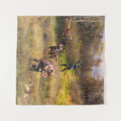 Pheasant Jagen mit Pudelzeigen Wandteppich (Vorderseite (Horizontal))