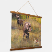 Pheasant Jagen mit Pudelzeigen Wandteppich Mit Holzrahmen (Gewinkelt)