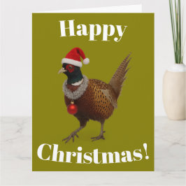 Pheasant looking festive Christmas card Karte