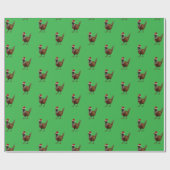 Pheasant on green Christmas gift wrapping paper Geschenkpapier (Flach)