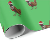Pheasant on green Christmas gift wrapping paper Geschenkpapier (Rolleneckpunkt)