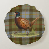 Pheasant on Tartan / Tweed Cushion Home Decor Rundes Kissen (Rückseite)
