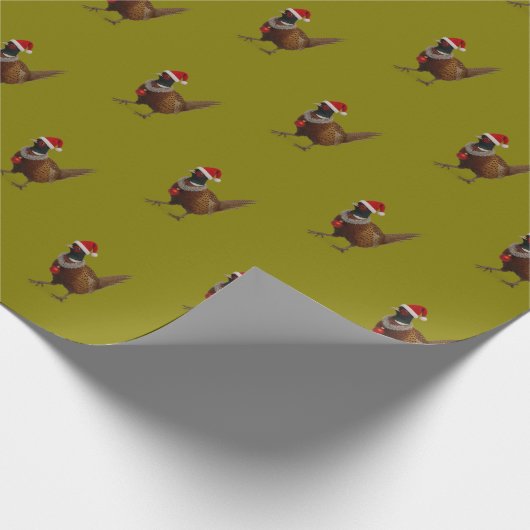 Pheasant pattern Christmas gift wrapping paper Geschenkpapier (Ecke)