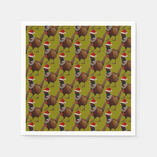 Pheasant pattern Christmas paper party napkins Serviette (Vorderseite)