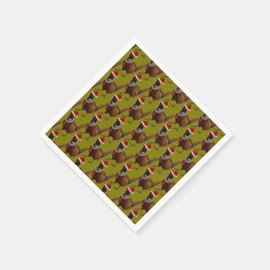Pheasant pattern Christmas paper party napkins Serviette (Ecke)