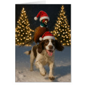 Pheasant riding Springer Spaniel Christmas card (Vorne)