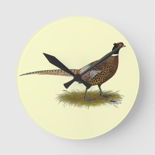 Pheasant Rooster Runde Wanduhr (Vorderseite)