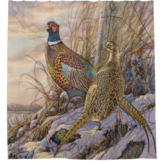 Pheasant Tapestry Poster Triptych Button Schlüssel Duschvorhang (Vorderseite)