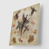 Pheasant tapestyposter Acryltriptych k Quadratische Wanduhr (Winkel)