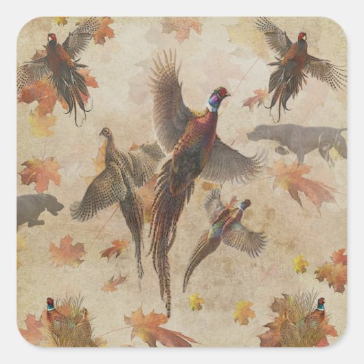 Pheasant tapestyposter Acryltriptych k Quadratischer Aufkleber (Vorderseite)