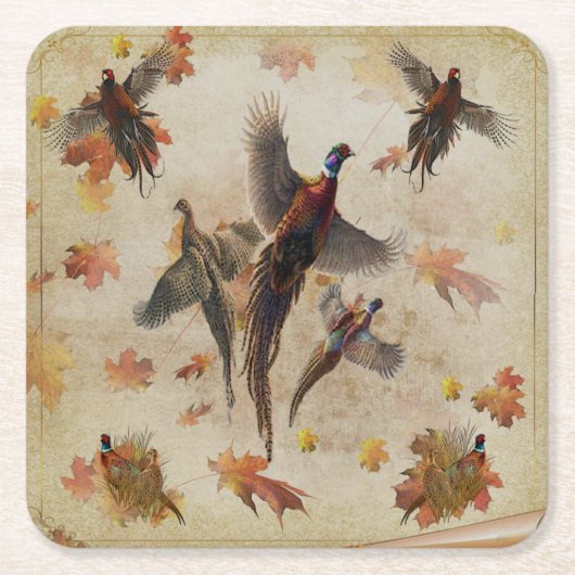 Pheasant tapestyposter Acryltriptych k Rechteckiger Pappuntersetzer (Vorderseite)