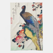 Pheasant und Chrysanthemum, Hiroshige, Ukiyo-e Geschirrtuch (Vertikal)