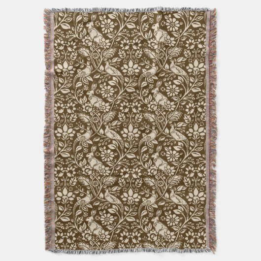 Pheasant und Hare Pattern, braun und Beige   Decke (Vorderseite Vertikal)