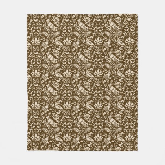 Pheasant und Hare Pattern, braun und Beige Fleecedecke (Vorderseite)