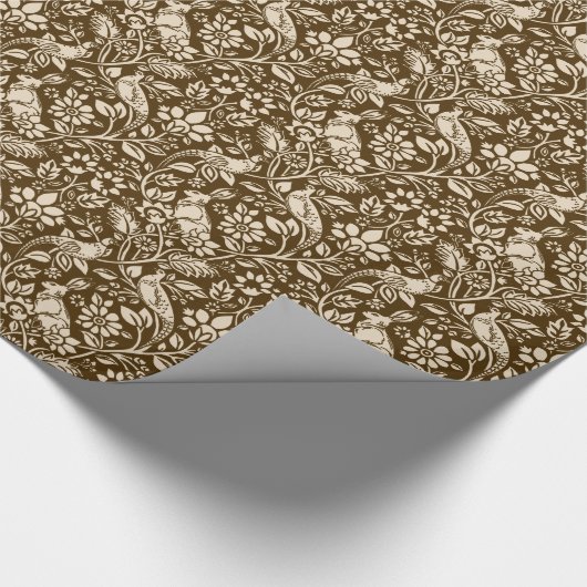 Pheasant und Hare Pattern, braun und Beige Geschenkpapier (Ecke)