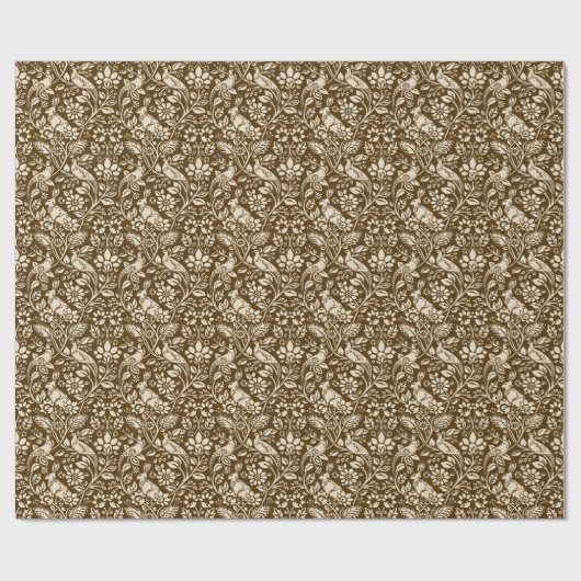Pheasant und Hare Pattern, braun und Beige Geschenkpapier (Flach)