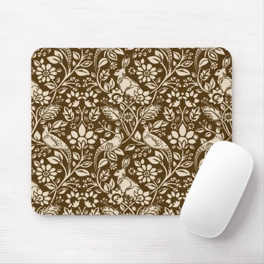 Pheasant und Hare Pattern, braun und Beige Mousepad (Mit Mouse)