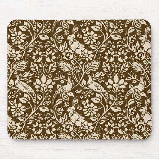 Pheasant und Hare Pattern, braun und Beige Mousepad (Vorne)