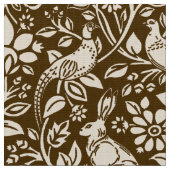 Pheasant und Hare Pattern, braun und Beige  Stoff (Nahaufnahme)