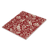 Pheasant und Hare Pattern, Deep Red & Cream Fliese (Seite)