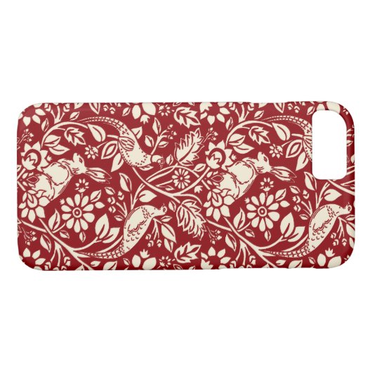 Pheasant und Hare Pattern, Deep Red und Creme Case-Mate iPhone Hülle (Rückseite (Horizontal))