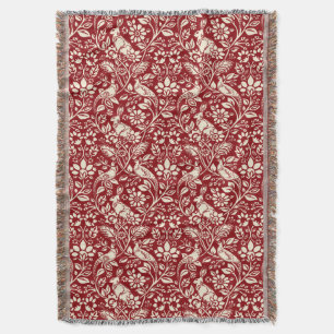 Pheasant und Hare Pattern, Deep Red und Creme   Decke