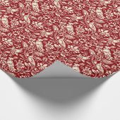 Pheasant und Hare Pattern, Deep Red und Creme Geschenkpapier (Ecke)