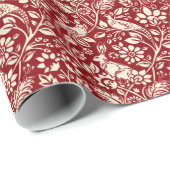 Pheasant und Hare Pattern, Deep Red und Creme Geschenkpapier (Rolleneckpunkt)