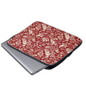 Pheasant und Hare Pattern, Deep Red und Creme Laptopschutzhülle (Vorne Knopf)