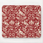 Pheasant und Hare Pattern, Deep Red und Creme Mousepad (Vorne)