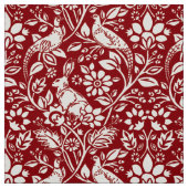 Pheasant und Hare Pattern, Deep Red und Creme Stoff (Muster)