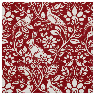 Pheasant und Hare Pattern, Deep Red und Creme Stoff