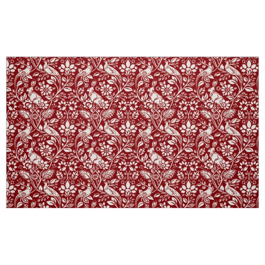 Pheasant und Hare Pattern, Deep Red und Creme Stoff (Fat Quarter (45,7 x 55,9 cm))