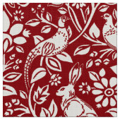 Pheasant und Hare Pattern, Deep Red und Creme Stoff (Nahaufnahme)