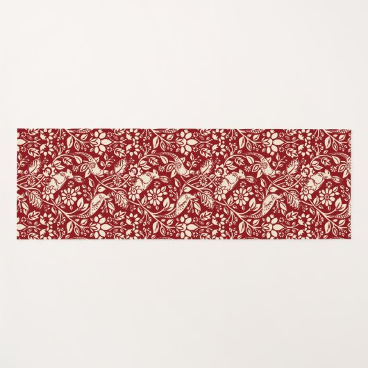 Pheasant und Hare Pattern, Deep Red und Creme Yogamatte (Vorderseite (Horizontal))