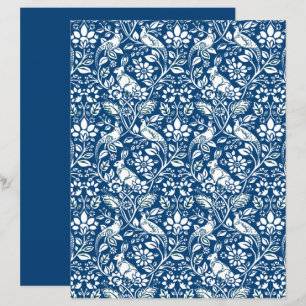 Pheasant und Hare Pattern, Indigo Blau und Weiß